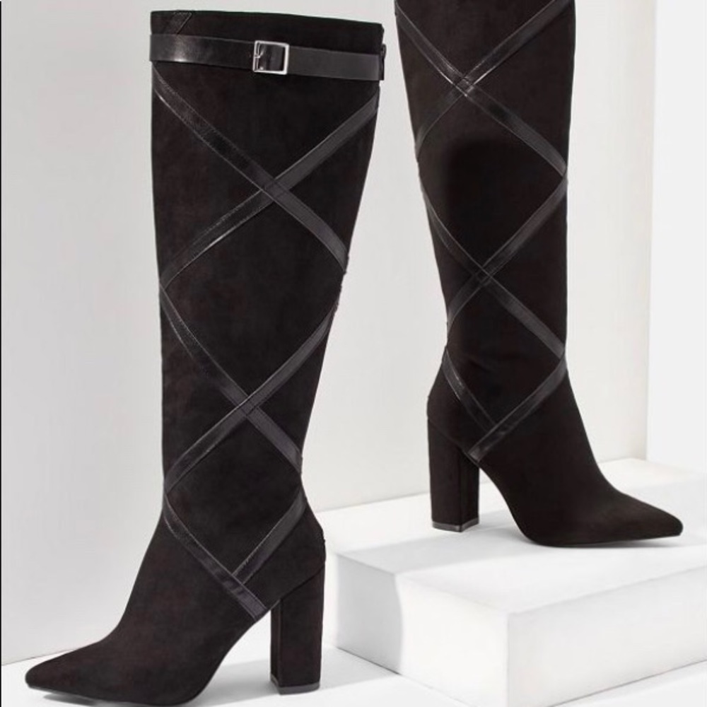 Just Fab Tall Black Boots - NEW